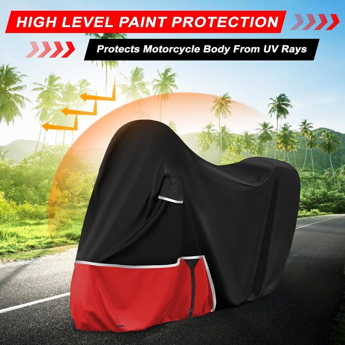 Водонепроникний захисний чохол для мотоцикла Piaggio MP3 400/500 з кофром, 420D Oxford, чорний/червоний