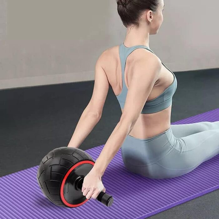 Ролер для пресу Retoo, тренажер для живота, чорний. Силове тренування вдома та в спортзалі