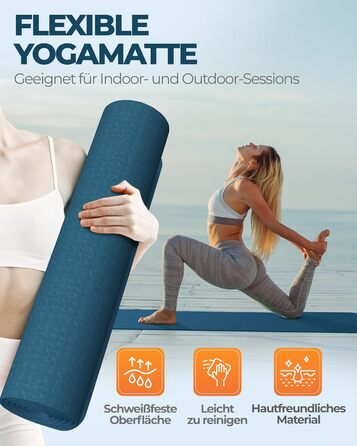 Йога-мат Fitleap Pro з екологічного TPE, нековзкий, гіпоалергенний, без шкідливих речовин, для фітнесу, пілатесу та гімнастики