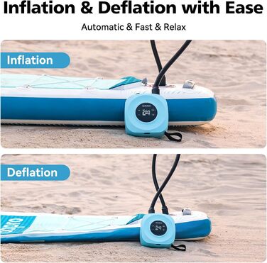 Електрична SUP-насос Hydrohero 20PSI: Інтелектуальне надування/здування, автоматичне вимкнення, для SUP-дошок, кайтсерфінгу, наметів, човнів (блакитний)
