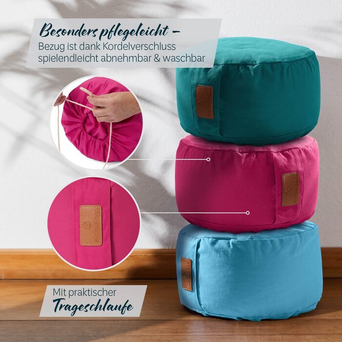 Йога-бостер круглий 30см x 15см | Знімний чохол | Наповнений органічною лузгою гречки (KBA) або органічною шкаралупою (KBA) | Йога подушка для Інь-йоги та медитації (гречка, рожевий)