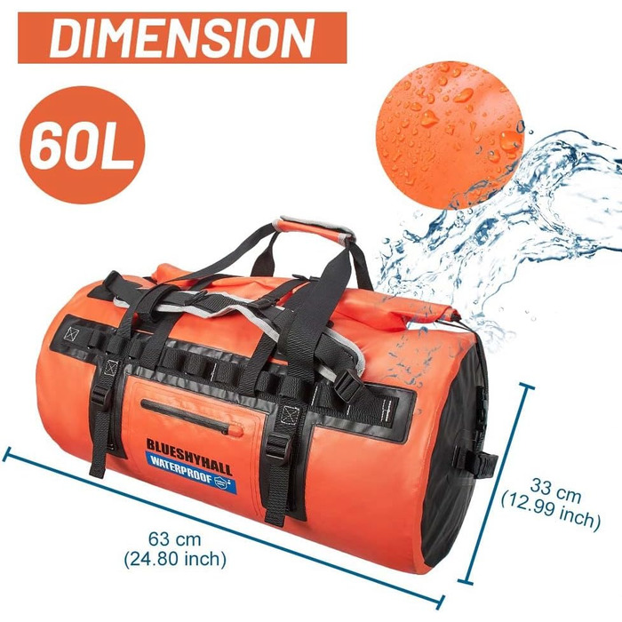 Водонепроникний мішок Blueshyhall Dry Bag 30L (60L) - рюкзак, ролтоп, для каякінгу, кемпінгу, риболовлі, плавання, серфінгу, сплавів