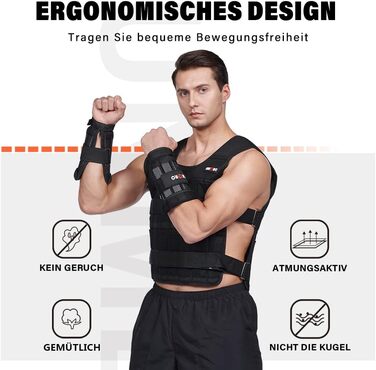 Регульована жилетка з вагою 20 кг (з 96-100 сталевими стержнями), з манжетами для зап'ясть та щиколоток, тренувальна жилетка для силових тренувань та кросфіту