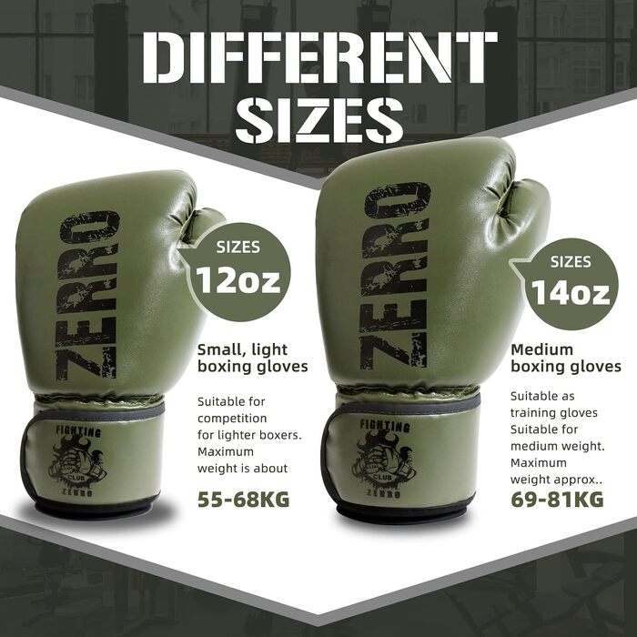 Боксерські рукавички ZERRO для кікбоксингу, тайського боксу та MMA, 12 oz, зелені