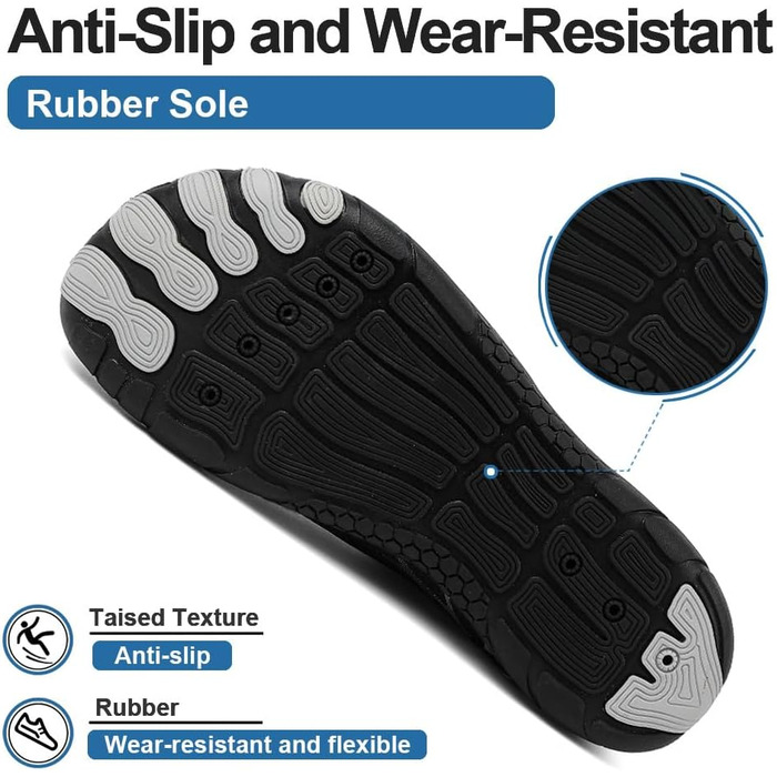 Взуття Barfuss для жінок та чоловіків: водонепроникні шкарпетки, кросівки для плавання, дихаючі, швидко сохнуть, 36-46 EU (41 EU, чорний сріблястий)