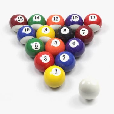 Набір куль для більярду PolyMath, повний комплект 16 куль, діаметр 57.2 мм, вага 170/180 г. Підходить для більярдного столу та демонстрації. Стандартний розмір, преміум якість.