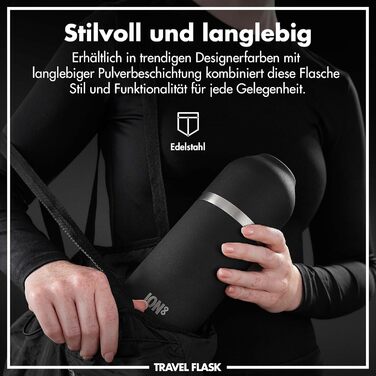 Термос ION8 з вакуумною ізоляцією ThermoShield для гарячих та холодних напоїв, великий ізольований стакан 2 чашки, магнітна кришка, м'яке дно, стильний та екологічний, чорний