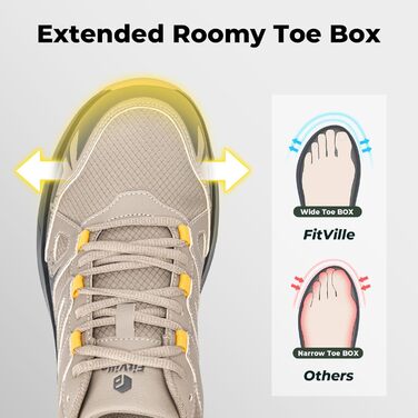 Черевики для хайкінгу FitVille Extra Weit для чоловіків, водонепроникні, трекінгові півчеревики, Outdoor, з підтримкою склепіння стопи, розмір 40-50 (45 EU Weit), світло-коричневий, темно-сірий