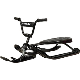 Санки STIGA Snowracer Curve SX з BMX-рулем, сталевою рамою, гальмом і тросом, керовані, для дітей від 7 років і дорослих, до 90 кг, чорні