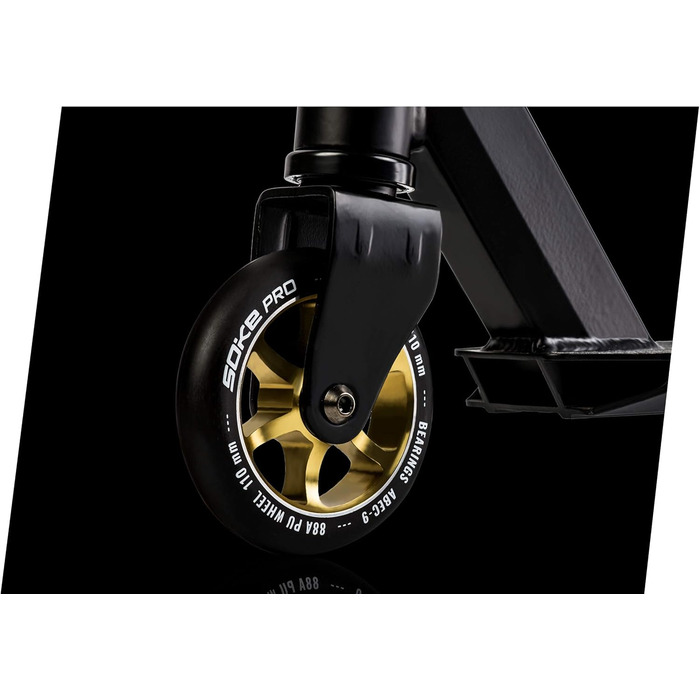 SOKE Stunt Scooter PRO: трюковий самокат для дорослих та дітей, ABEC 9 підшипники, чорно-золотий, вантажопідйомність 100 кг