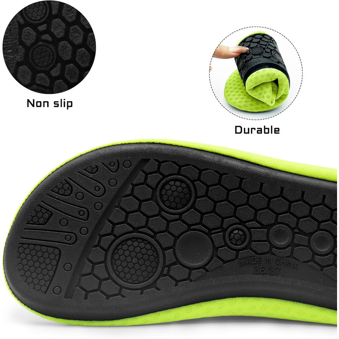 Водні черевики для чоловіків та жінок. Швидка сушка, дихаючі, зручні аквашузи для плавання, йоги та пляжу. Розміри 34-45 EU (36/37 EU, Зелений)