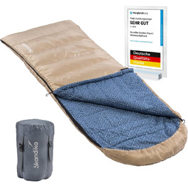 Спальний мішок Skandika Dundee Flanell з бавовни, преміум-якість, з'єднується, двомісний, 3 сезони, до -20°C, 220 x 80/160 см, для кемпінгу