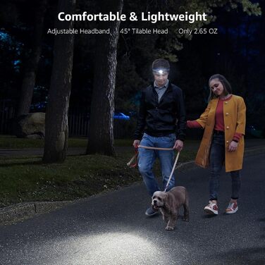 Лепро налобний ліхтар LED перезарядна, 000 люкс, супер яскравий, з червоним світлом та 6 режимами, IPX4 вологостійкий, для кемпінгу та бігу, шт. [з USB кабелем] (Синій, 2)