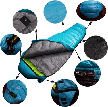 Сплячий мішок LMR Outdoor для кемпінгу, ультралегкий, з компресійним мішком (світло-блакитний)