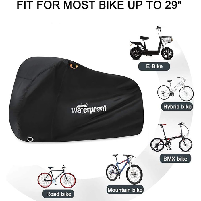 Водонепроникний чохол для велосипеда на відкритому повітрі. Оксфордська тканина, 210D нейлон з PU-покриттям, захист від вітру.