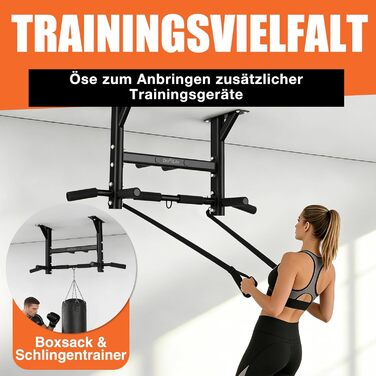 Багатофункціональний турнік для стелі DH FitLife 4в1 до 300кг, підтягувальний брус з 8 антиковзаючими ручками та кріпленнями для боксерської груші та петель