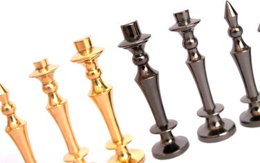 Шаховий набір StonKraft з чорного та білого мармуру з фігурами з латуні – декоративний шаховий набір для дому