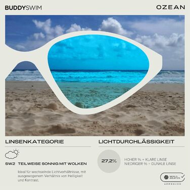 Окуляри для плавання OzeanX чоловічі/жіночі з UV400 захистом, антизапітні з панорамними лінзами XVISION. Гідродинамічні, дзеркальні (червоно-білі/помаранчеві)