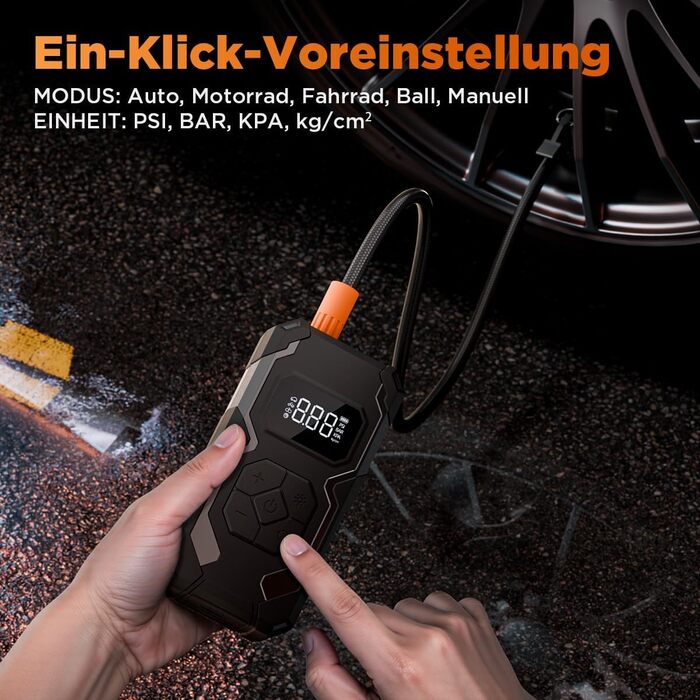 Електричний надувний насос 150 PSI: для авто, велосипеда, мотоцикла, м'ячів. Портативний компресор з манометром, акумуляторний, чорний