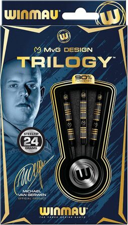 Дартс WINMAU Michael Van Gerwyn MvG Trilogy 24 г, професійний набір з вольфраму, сталевий наконечник, з оперенням та шафтами
