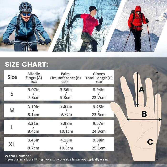 Зимові рукавички LERWAY з підтримкою сенсорного екрану, чорні, для чоловіків та жінок, неслизькі, вітронепроникні, для спорту, бігу, їзди, гірського велосипеда, скелелазіння, походів, водонепроникні