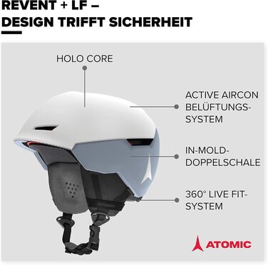 Гірськолижний шолом ATOMIC Revent+ LF для дорослих, унісекс, білий/світло-сірий, індивідуальна посадка, посилений захист, вентиляція, розмір 59-63