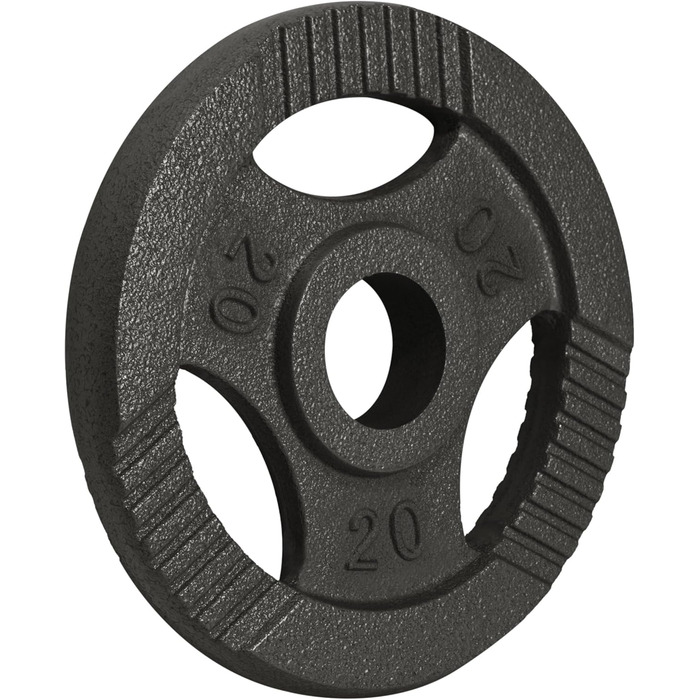 Олімпійські диски для штанги GORILLA SPORTS, 1,25-20 кг, чавунні, Tri-Grip, 50 мм, сріблясті
