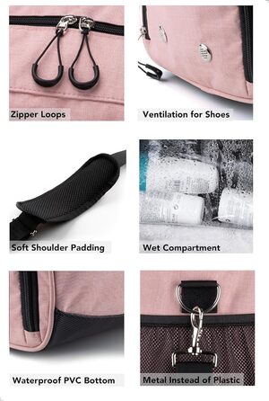 Спортивна сумка для залу та подорожей Fitgriff з відділенням для взуття та вологих речей, рожева, 48x26x25 см (S)