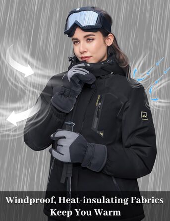 Жіноча зимова куртка MAGCOMEN: теплий флісовий парка, захист від вітру та вологи (XL, чорний)