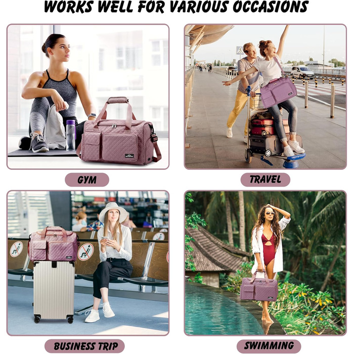 Спортивна сумка для жінок та чоловіків з відділенням для взуття та мокрих речей, водонепроникна сумка для подорожей, йоги, залу та басейну (Колір: Бузковий)