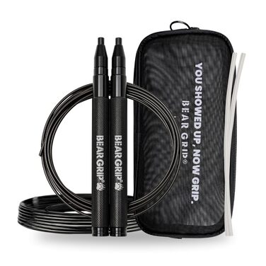 Стрибальний канат BEAR GRIP Elite Speed для кросфіту, MMA та боксу, регульований швидкісний скакалка для HIIT та кардіо тренувань, чорний