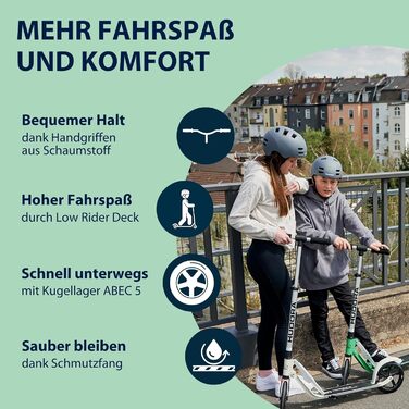 Самокат HUDORA BigWheel Pure алюмінієвий, складаний, до 100 кг, з підніжкою, для дорослих і підлітків