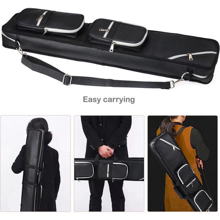 Чохол для бильярду на 4 кия: м'який, чорний, для 8 шафтів