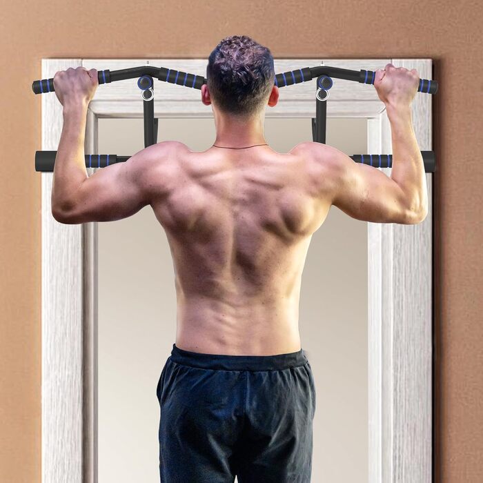 Климівська стійка для дверей SPORTNOW з антиковзними багатохватками, чорна. Підходить для турніків, віджимань та тренувань верхньої частини тіла вдома.