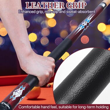 Набір київ для більярду Kmise Pool-Stick-Set, канадський клен, професійний, для дорослих, 18/19/20 oz, 3 шт. (зелений, червоний, чорний)