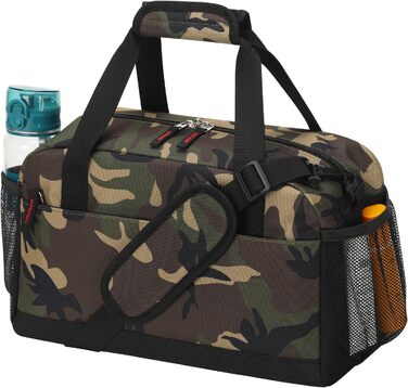Спортивна сумка маленька з відділенням для мокрого - 35x20x20 см, ручна поклажа, міні-дуфл-сумка з кількома відділеннями для спорту, відпочинку, коротких подорожей (Камуфляж, 35 см)