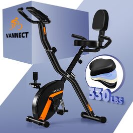 Складаний велотренажер Vannect 2025, магнітний ергометр, регульований опір, безшумний, для дому, LCD-монітор, навантаження до 160 кг, чорний/помаранчевий