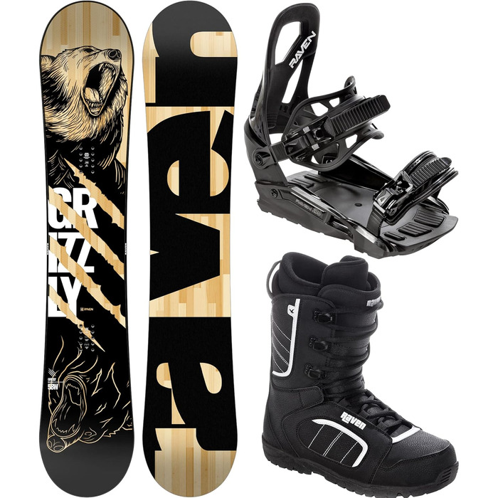 Комплект для сноуборду Raven Grizzly 161 см з кріпленнями s230 M/L і черевиками Target 40, чорний