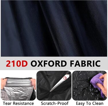 Водонепроникна захисна накидка для мотоцикла Motorrad, 210D, UV-захист, зимова, чорна, XXL (245x105x125 см)