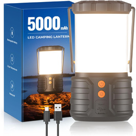2 LED кемпінг ліхтарі, 5000mAh, перезаряджувані, вологостійкі (IPX4), 3 кольори, для кемпінгу, намету, дому