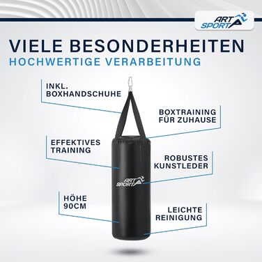 Боксерський мішок ArtSport® для дітей з рукавичками та бинтами - 8 кг, з кріпленням, від 6 років
