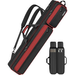 Чохол для більярдної ку́ли, 4x5, для 4 баттів та 5 штиків, м'яко стьобаний, з регульованим плечовим ременем (Червоний/Чорний)