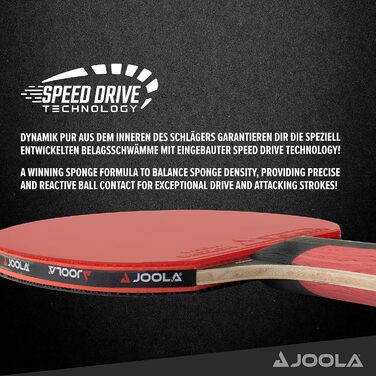 JOOLA ROSSKOPF Classic – професійна ракетка для настільного тенісу, ITTF, 2 мм губка, Compwood, чорна/червона, для клубних і професійних гравців