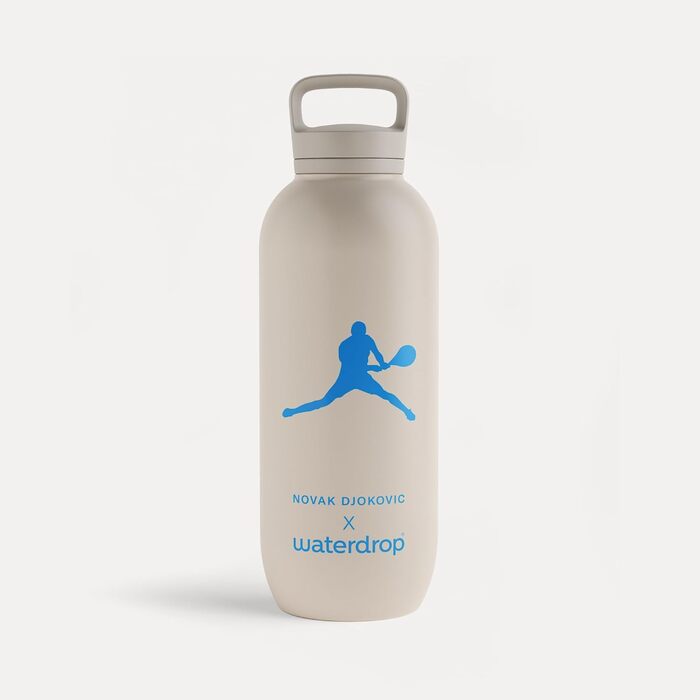 Термос пляшка Waterdrop Microdrink x Novak Djokovic 1.4 л, ізольована нержавіюча сталь, для напоїв, 24 год холоду, 12 год тепла, герметична та ударостійка