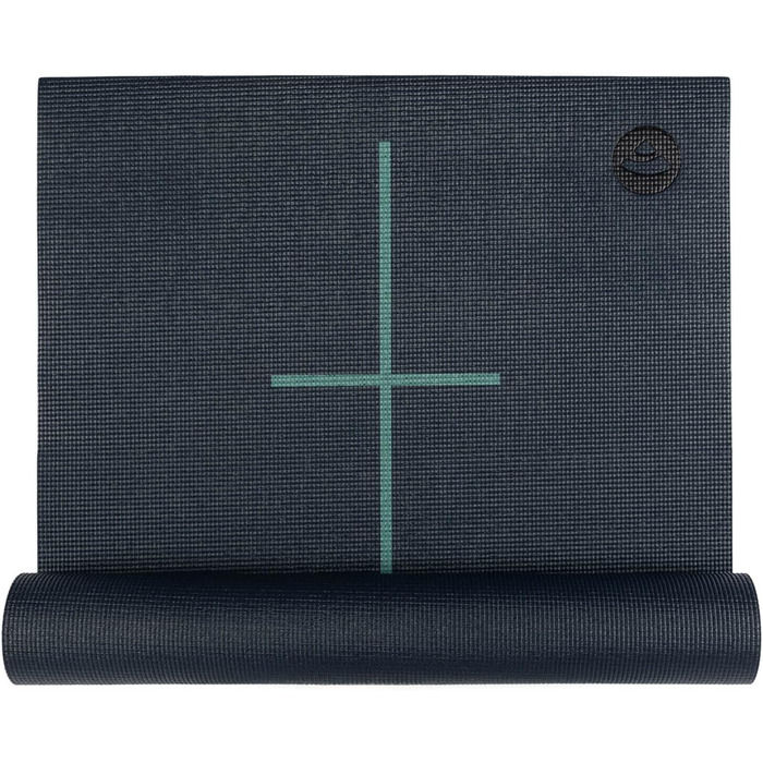Йога мат Bodhi Leela Collection | Нековзна спортивна мат | Безпечна та миюча мат | PVC мат для йоги, пілатесу та гімнастики Yantra/Alignment, темно-синій