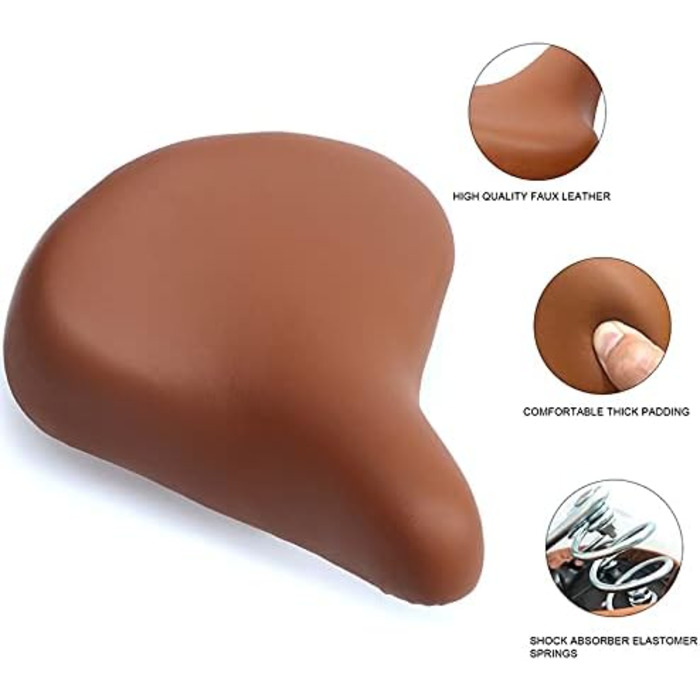 Дитячий велосипедний сидіння AVASTA для дівчаток та хлопчиків. Водонепроникне широке м'яке велосипедне крісло з двома амортизаторами. Підходить для велосипедів 12, 14, 16, 18, 20 дюймів. М'ятно-зелений (колір: коричневий)