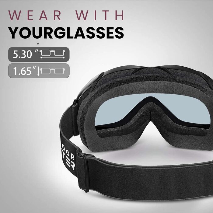Універсальна лижна маска OutdoorMaster OTG для чоловіків і жінок, сноуборд окуляри з 100% UV-захистом, антифог, під окуляри, VLT 80%