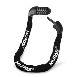 Замок для велосипеда з 5-значним кодом, сталевий, протиугінний, велосипедна ланцюгова засувка, чорний