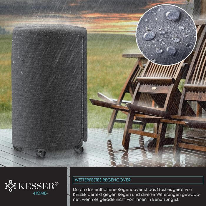 Газовий обігрівач KESSER® з керамічним інфрачервоним нагрівачем 4200 Вт (з газовим редуктором та шлангом) - газовий нагрівач, чорний