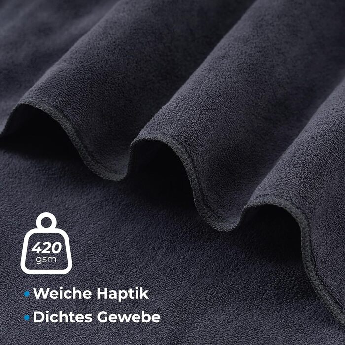 Рушник для фітнесу з мікрофібри 120x50 см - швидковисихаючий, з кишенею на блискавці, м'який спортивний рушник для спортзалу та фітнесу, темно-сірий